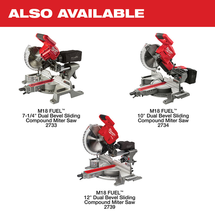 Milwaukee 2733-20 M18 FUEL 18V 7-1/4" Dual Bevel Sliding Miter Saw - Bare Tool