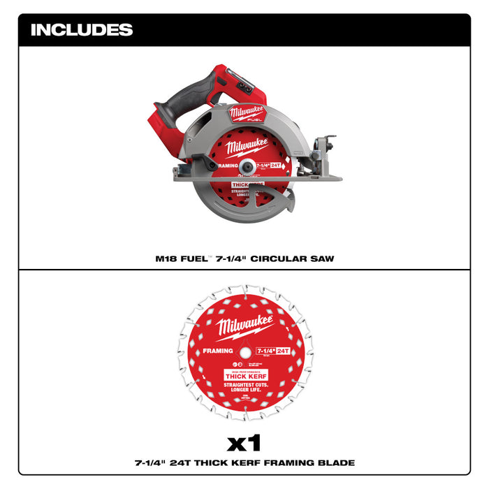 Milwaukee 2834-20 M18 FUEL 18V 7-1/4" Cordless Circular Saw - Bare Tool