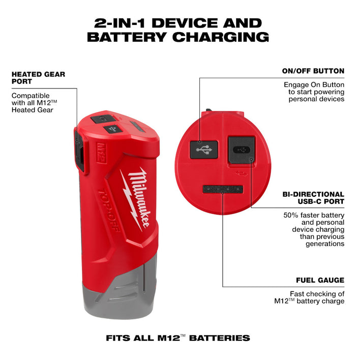 Milwaukee 48-59-1211 M12 12V TOP-OFF Compact Power Supply and Charger