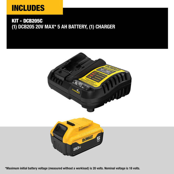 DeWALT DCB205C 20V MAX 5.0AH Lithium-Ion Battery Starter Kit