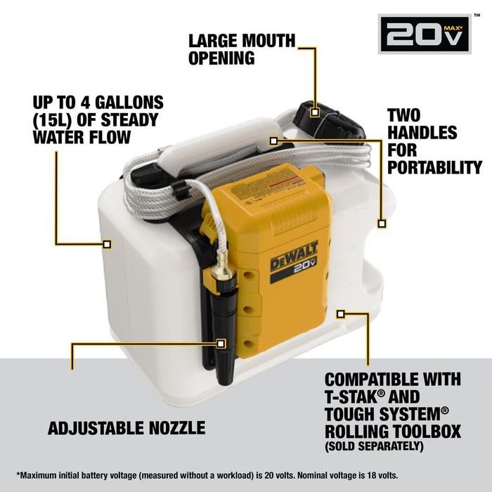 DeWalt DCE6820B 20V MAX Cordless Li-Ion Powered Water Tank - Bare Tool