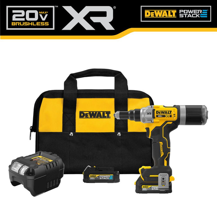 DeWALT DCF414GE2 20V MAX XR 1/4" Brushless Cordless Rivet Tool Kit