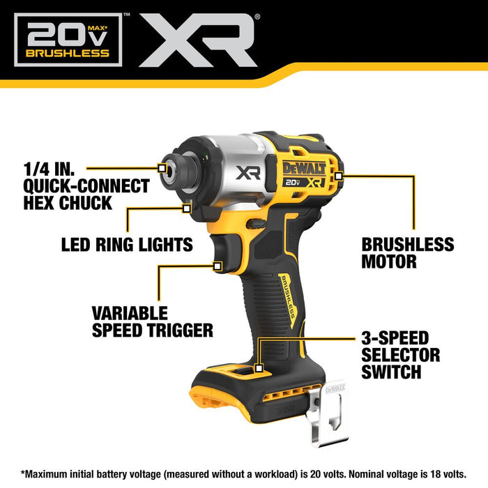 DeWALT DCF845B 20V MAX XR Cordless Impact Driver - Bare Tool