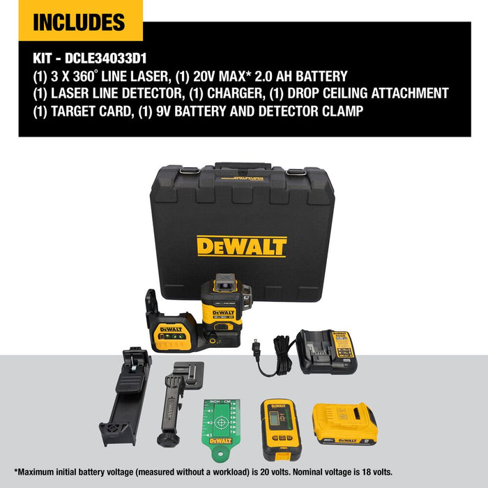 DeWALT DCLE34033D1 20V MAX XR 3 x 360 High Precision Green Beam Laser Kit?