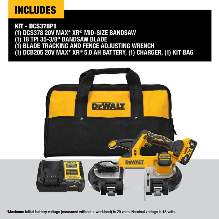 DeWALT DCS378P1 20V MAX XR Brushless Cordless Mid-sized Band Saw Kit