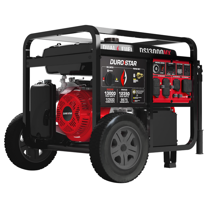 DuroStar DS13000MX 13,000W/10,500W 500cc Electric Start Dual Fuel Portable Generator w/ CO Alert