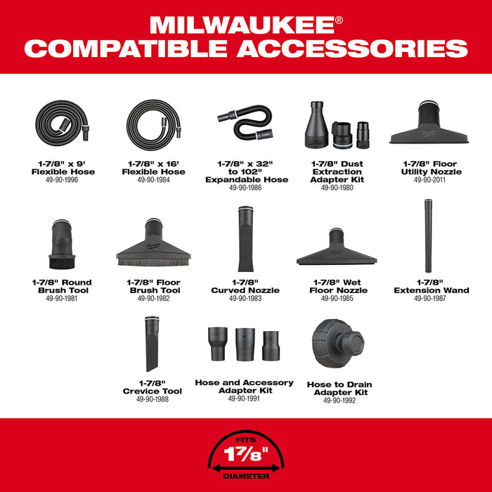 Milwaukee 0920-22HDB M18 FUEL 18V 9 Gallon Vacuum w/ HEPA Filter and Dust Bags