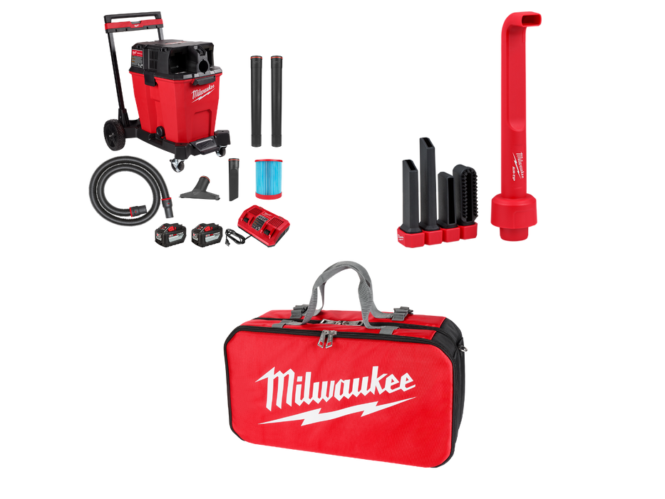 Milwaukee 0930-22HD4n1 M18 FUEL 18V 12 Gallon Vacuum w/4n1 Cleaning Tool and Bag