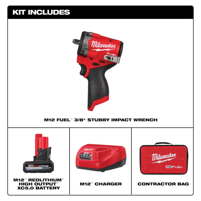 Milwaukee 2562-21 M12 FUEL 12V 3/8" Stubby Impact Wrench Kit