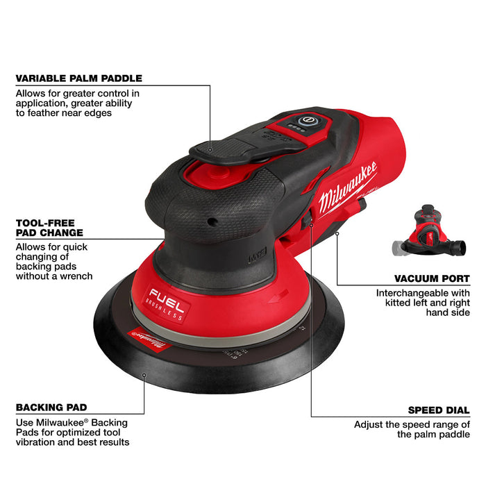 Milwaukee 2584-20 M12 FUEL 12V 6" Random Orbital Sander (3/32 Inch)