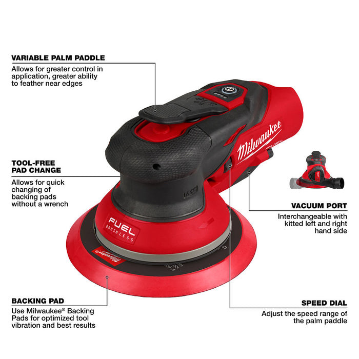 Milwaukee 2585-20 M12 FUEL 12V 6" Random Orbital Sander (3/16") - Bare Tool