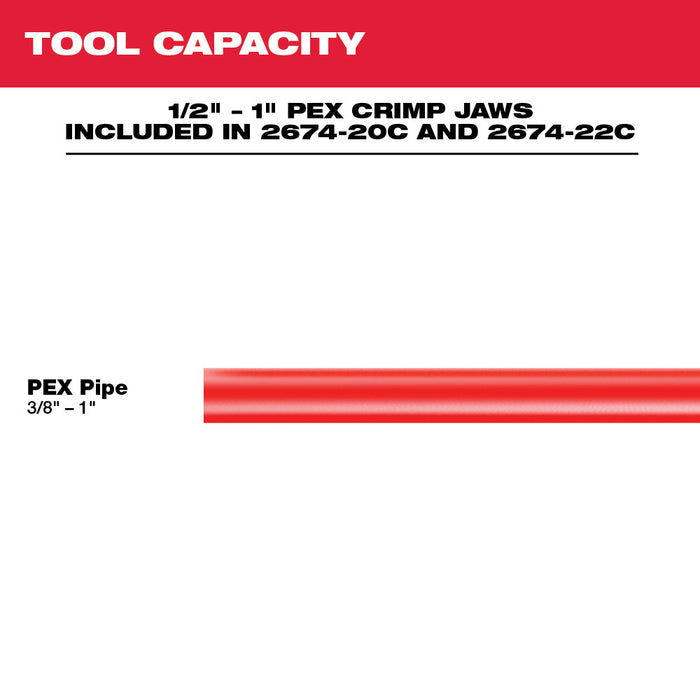 Milwaukee 2674-82C M18 18V Short Throw Press Tool Kit w/ PEX Crimp Jaws - Recon