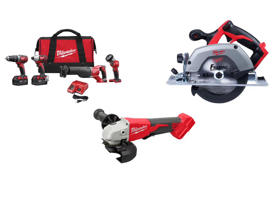 Milwaukee 2696-24B M18 18V 4 Tool Cordless Combo Kit w/ Cirular Saw and Grinder