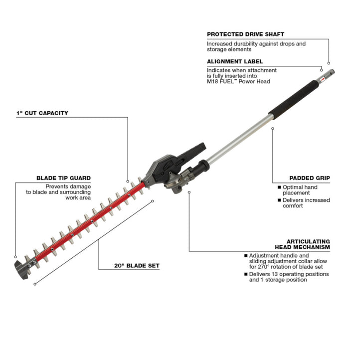 Milwaukee 2825-21PST M18 FUEL 18V 10" Cordless Pole Saw Kit w/ Hedge Trimmer