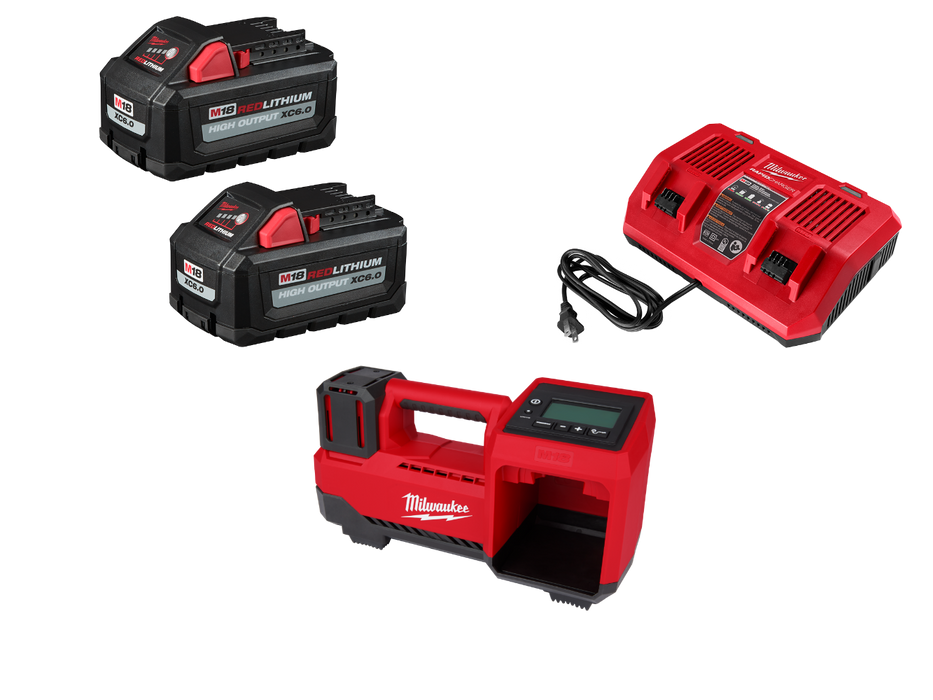 Milwaukee 2848-20KIT M18 18V Tire Inflator w/ 2 - 6AH Batteries/Dual Bay Charger