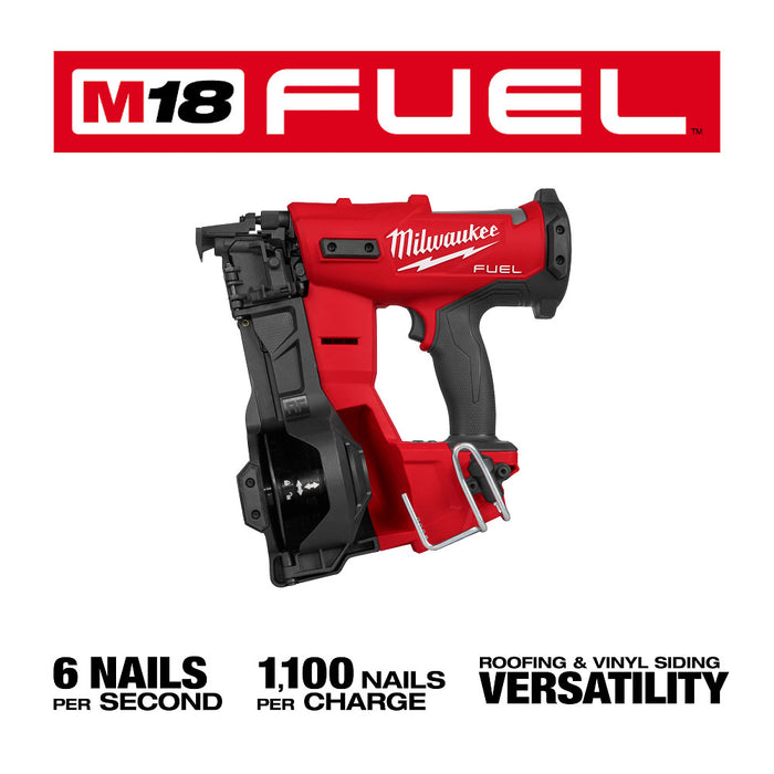 Milwaukee 2909-20 M18 FUEL 18V Cordless Li-Ion Coil Roofing Nailer - Bare Tool