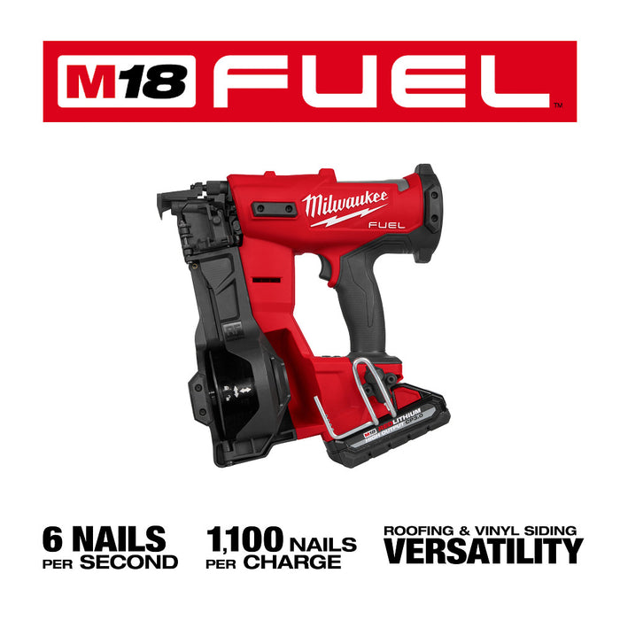 Milwaukee 2909-21 M18 FUEL 18V Cordless Li-Ion Coil Roofing Nailer Kit