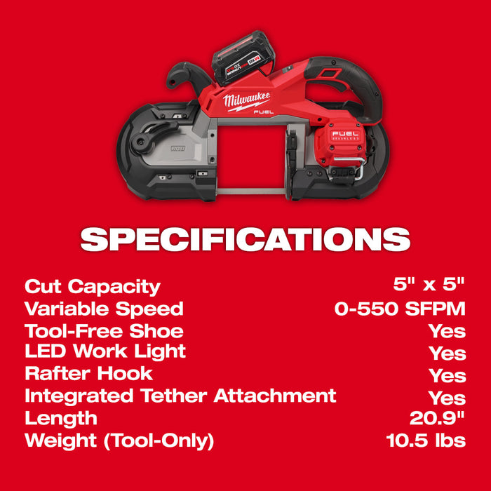 Milwaukee 2929-22 M18 FUEL Brushless Cordless Lightweight Deep Cut Band Saw Kit