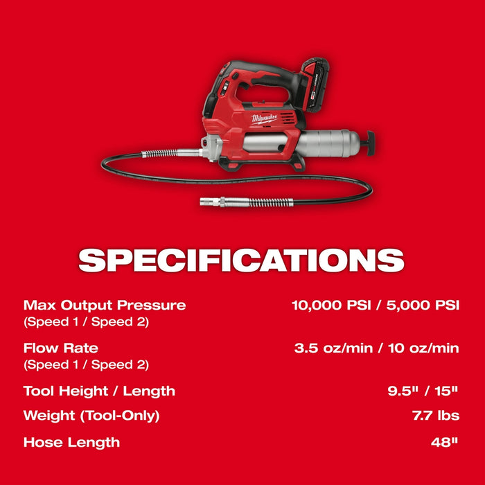 Milwaukee 2967-22GG M18 FUEL 18V 1/2" HTIW Friction Ring & Grease Gun Combo Kit