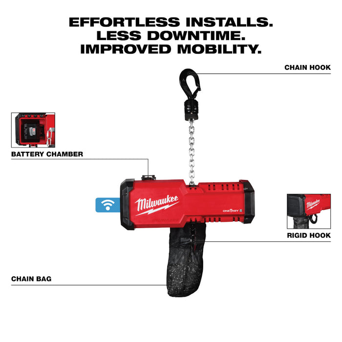 Milwaukee 2983-22HD M18 18V 1-Ton Compact Chain Hoist Kit w/ ONE-KEY and Remote