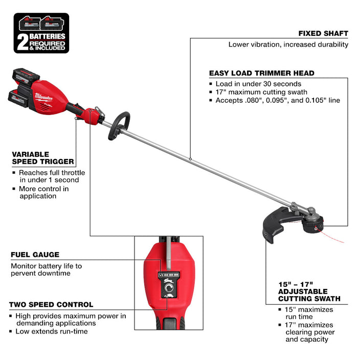 Milwaukee 3006-22 M18 FUEL 18V 17" Dual Battery String Trimmer Kit