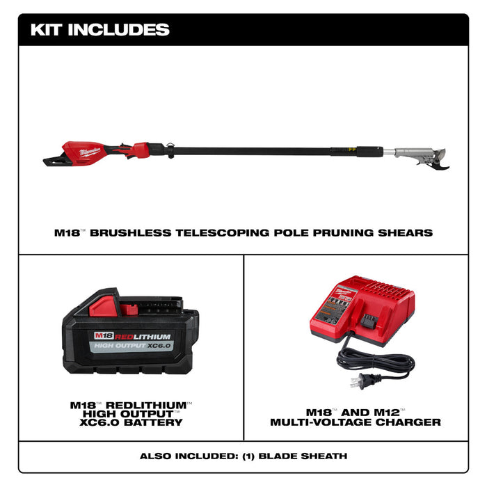 Milwaukee 3008-21 M18 18V Brushless Telescoping Pole Pruning Shears Kit