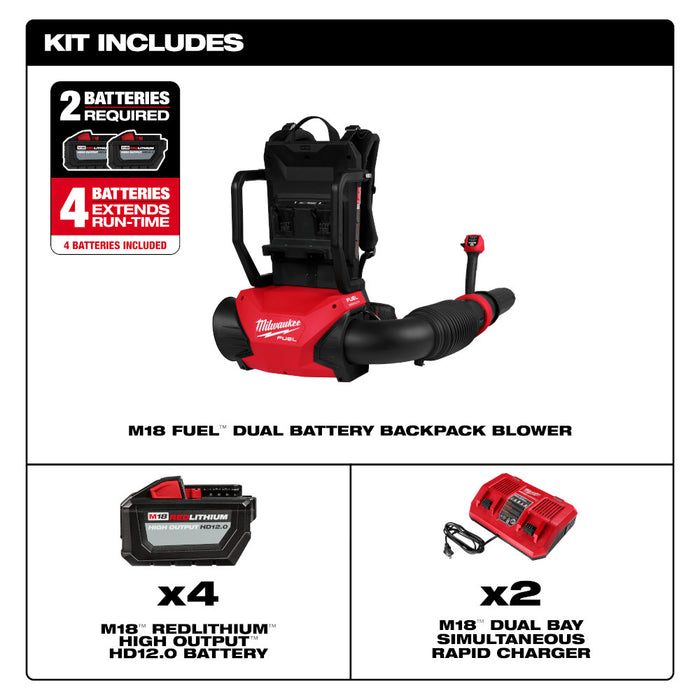 Milwaukee 3009-24HD M18 FUEL 18V Li-Ion Dual Battery Backpack Blower Kit