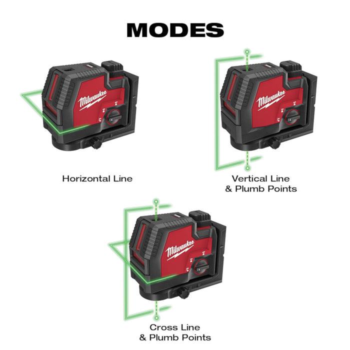 Milwaukee 3522-21 REDLITHIUM USB Rechargeable Green Cross w/ Plumb Points Laser