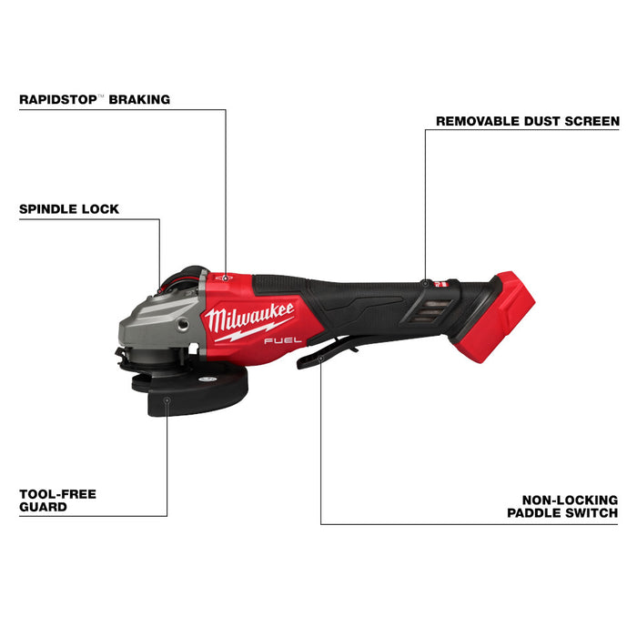 Milwaukee 3670-20 M18 FUEL 18V 4-1/2"-6" Paddle Braking Grinder - Bare Tool