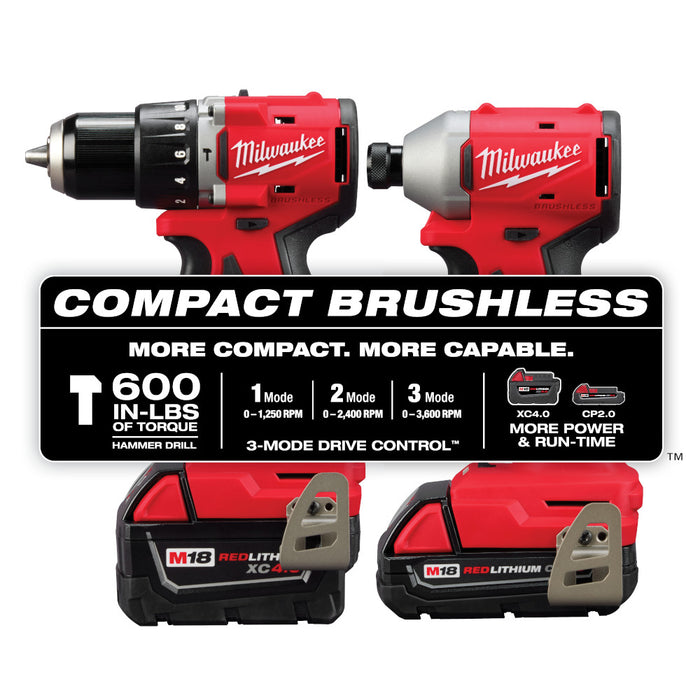 Milwaukee 3693-22CX M18 18V 2 Compact Brushless Cordless Tool Combo Kit