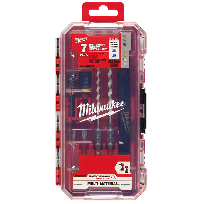 Milwaukee 48-20-8877 SHOCKWAVE Impact Carbide Drill Bit Concrete Screws - 7 PC