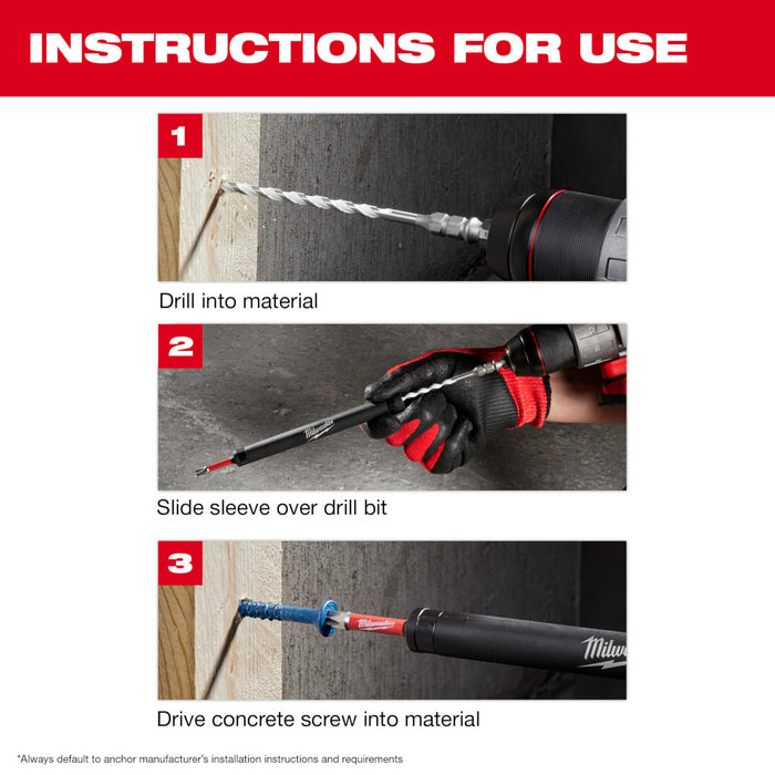 Milwaukee 48-20-8877 SHOCKWAVE Impact Carbide Drill Bit Concrete Screws - 7 PC