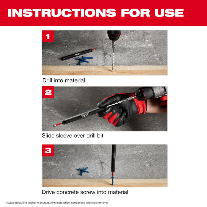 Milwaukee 48-20-8877 SHOCKWAVE Impact Carbide Drill Bit Concrete Screws - 7 PC