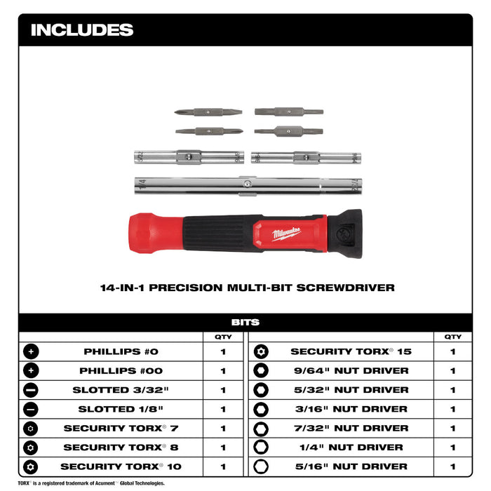 Milwaukee 48-22-2933 14-in-1 Precision Multi-Bit Screwdriver