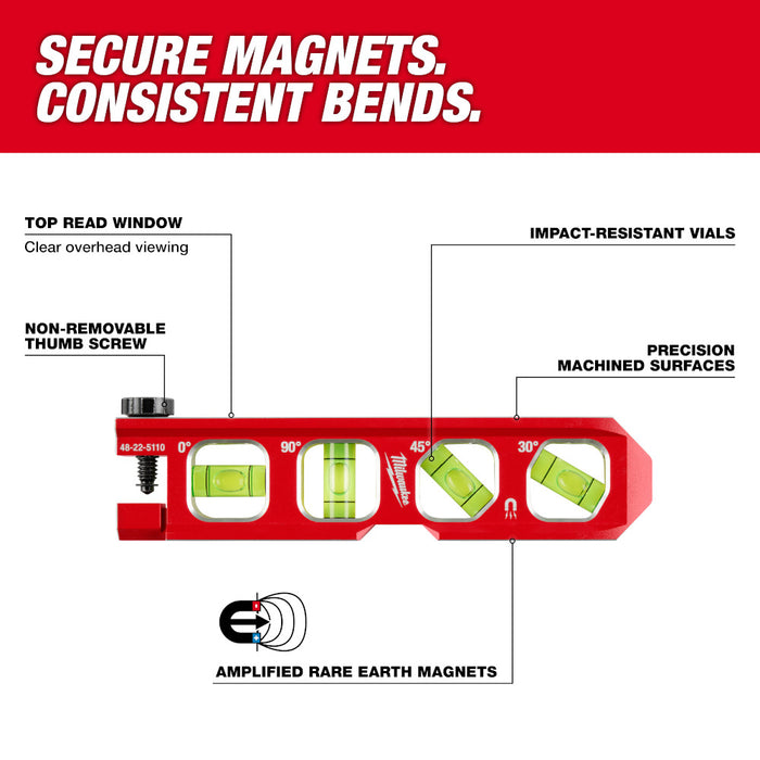 Milwaukee 48-22-5110 6.5" Impact Resistant Pipe Lock Billet Torpedo Level