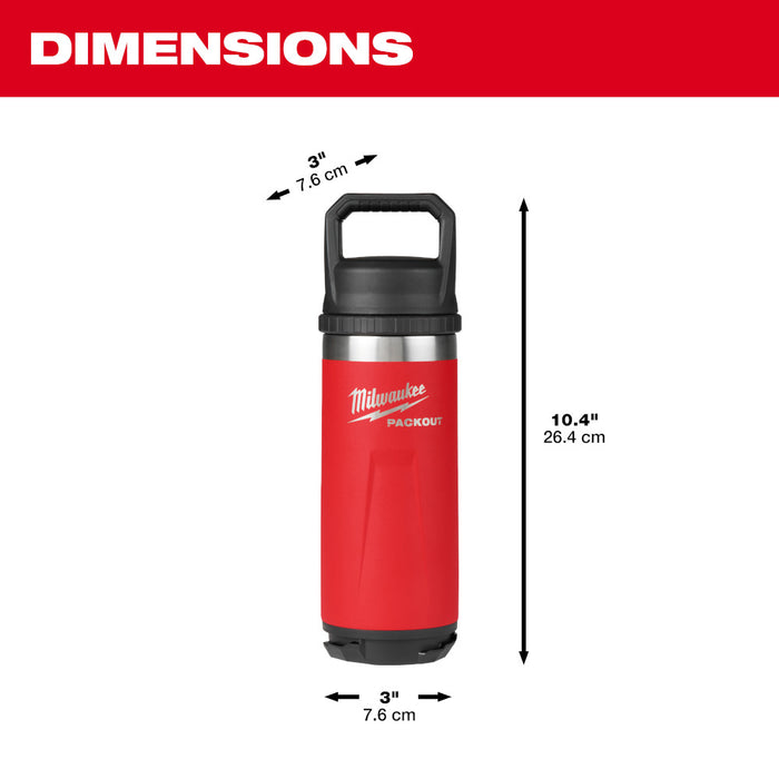 Milwaukee 48-22-8382R PACKOUT 18oz Red Insulated Bottle with Chug Lid