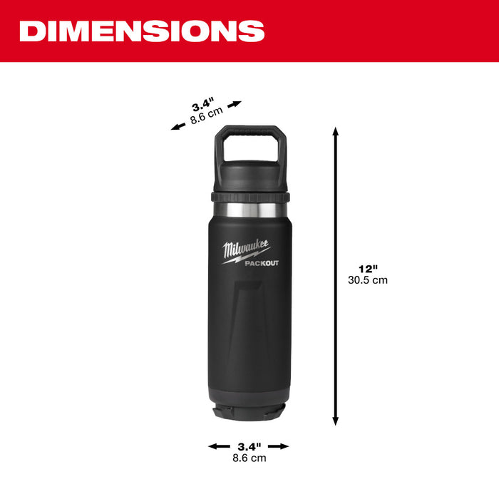 Milwaukee 48-22-8396B PACKOUT 24 oz Black Insulated Bottle with Chug Lid