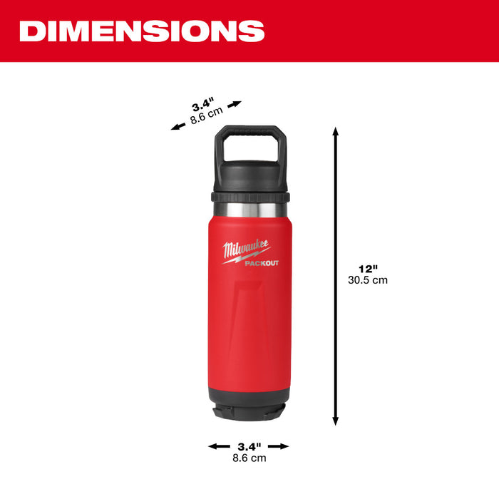 Milwaukee 48-22-8396R PACKOUT 24 oz Red Insulated Bottle with Chug Lid