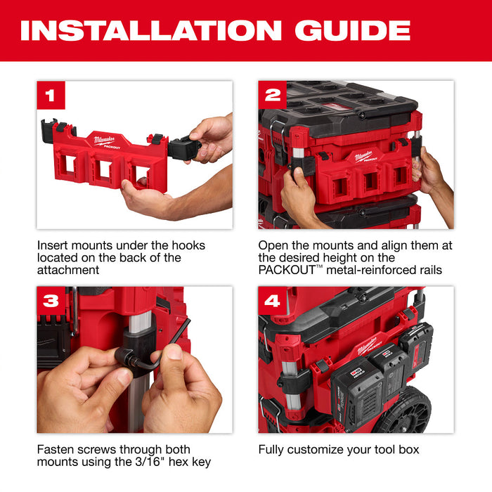 Milwaukee 48 22 8604 PACKOUT Tool Box M12 Battery Rack Attachment