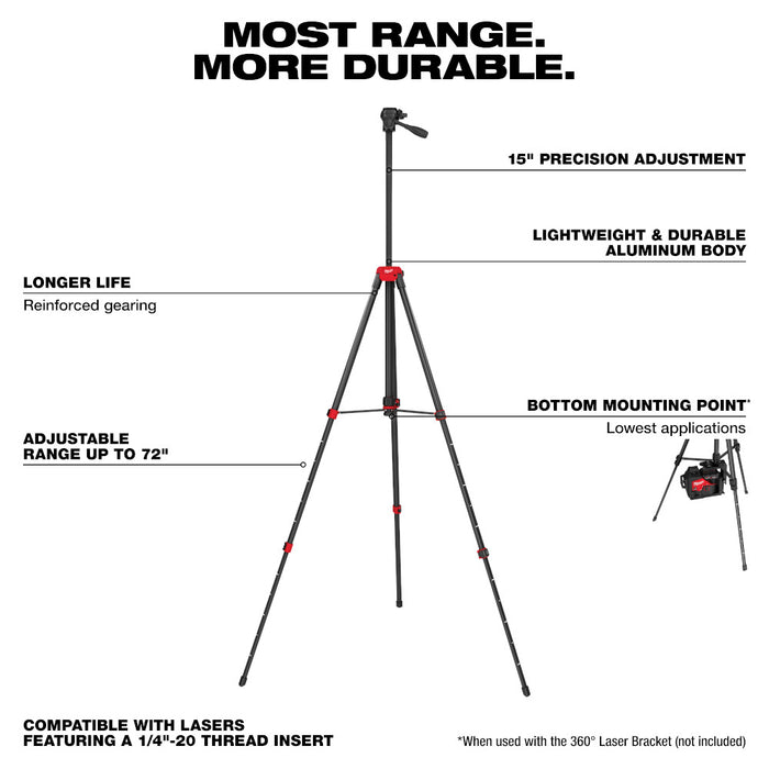 Milwaukee 48-35-1411 72" Adjustable Lightweight Durable Aluminum Laser Tripod