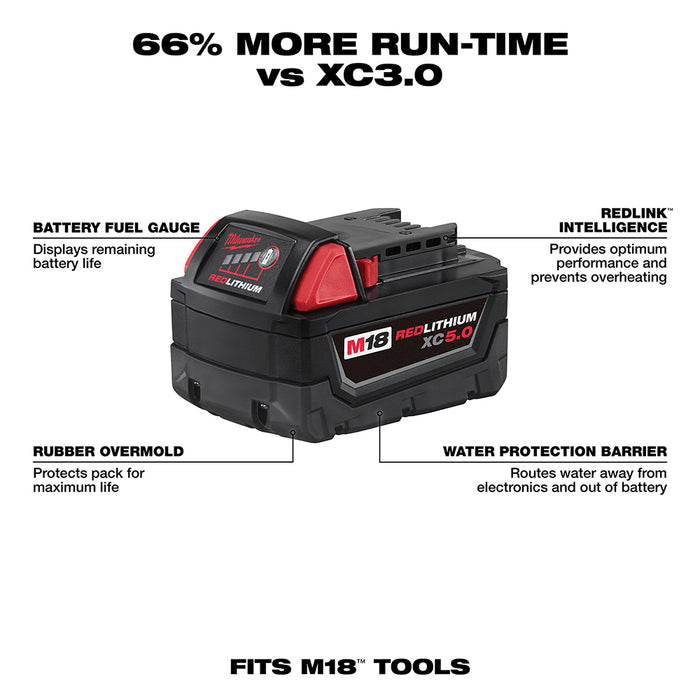 Milwaukee 48-59-1852B M18 18V XC5.0 Battery Starter Kit - 2 PK