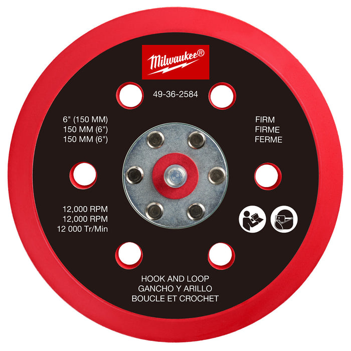 Milwaukee 49-36-2584 6" Hook and Loop Sander Backing Pad - Firm