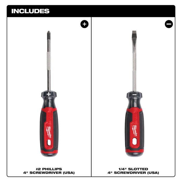 Milwaukee MT200-2 Cushion Grip Screwdriver Set - Made in USA - 2 PC