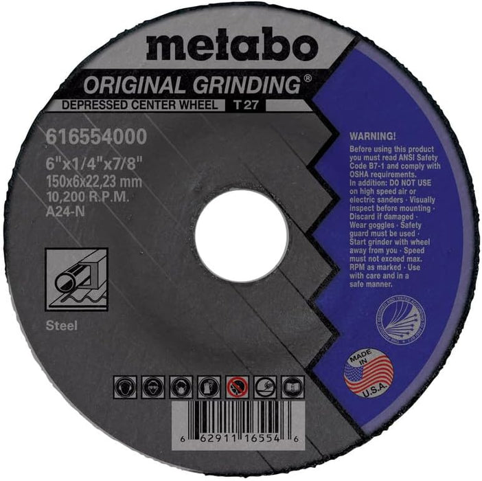 Metabo 662911301210 4-1/2" x 1/4" x 7/8" - A24N Original Grinding - 5 PK