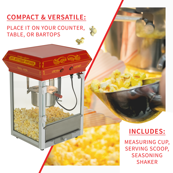 FunTime FT421CR 4oz Red Bar Table Top Popcorn Popper Maker Machine