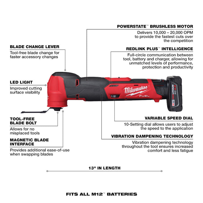 Milwaukee 2526-21 M12 FUEL 12V  Multi-Tool w/ 2.0 AH Battery