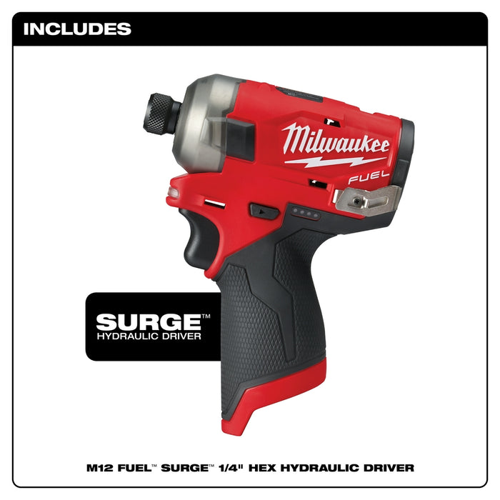 Milwaukee 2551-80 M12 FUEL SURGE 1/4" Hex Hydraulic Driver - Bare Tool - Recon