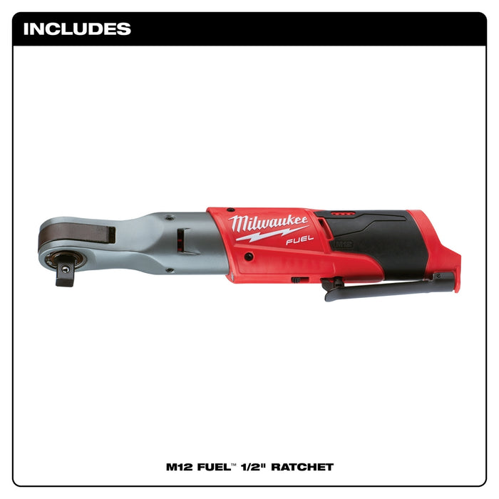 Milwaukee 2558-20 M12 FUEL 12V 1/2-Inch 60-Ft-Lbs. Cordless Ratchet Bare  Tool