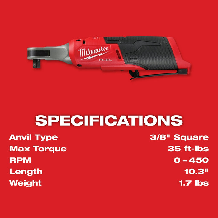 Milwaukee 2567-80 M12 FUEL 12V 3/8" High Speed Ratchet - Bare Tool - Recon