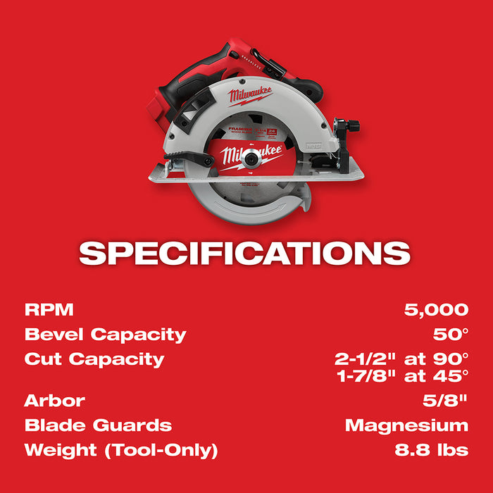 Milwaukee 2631-20 M18 18V 7-1/4" Circular Saw w/ 25 Saw Blades